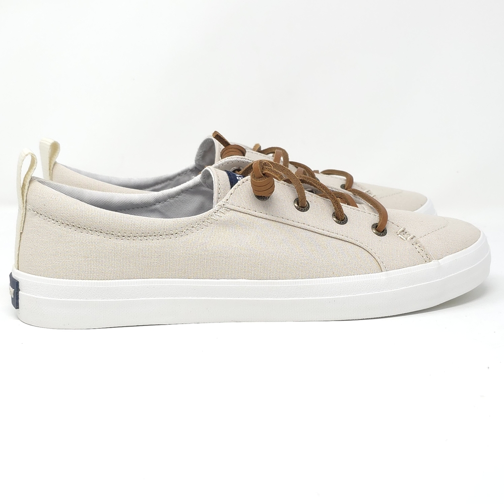 Sperry Womens Crest Vibe Canvas Low Top Lace Up Fashion Sneakers, Oat, Size 9M - Picture 3 of 8